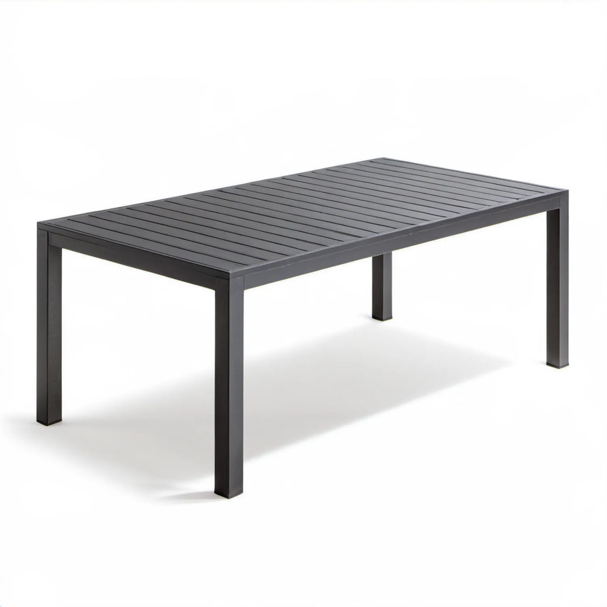 Prostokątny stół ogrodowy z aluminium, czarny, 180 x 90 x 75 cm