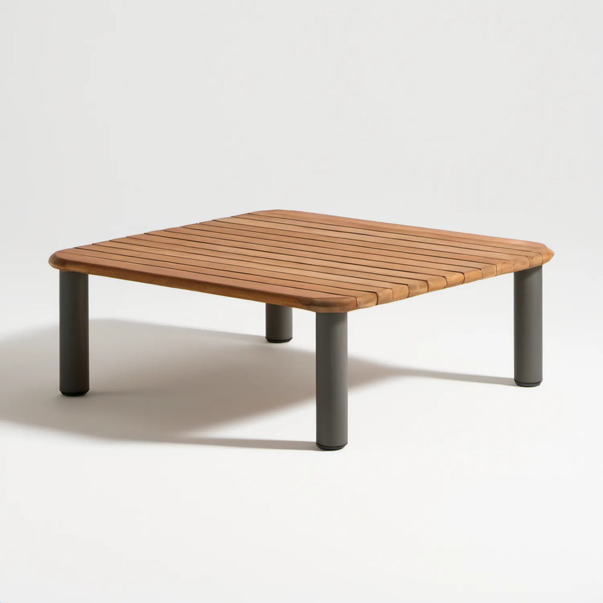 Prostokątny stolik ogrodowy 120 x 70 x 45 cm z drewna tekowego i aluminium brązowo-antracytowy