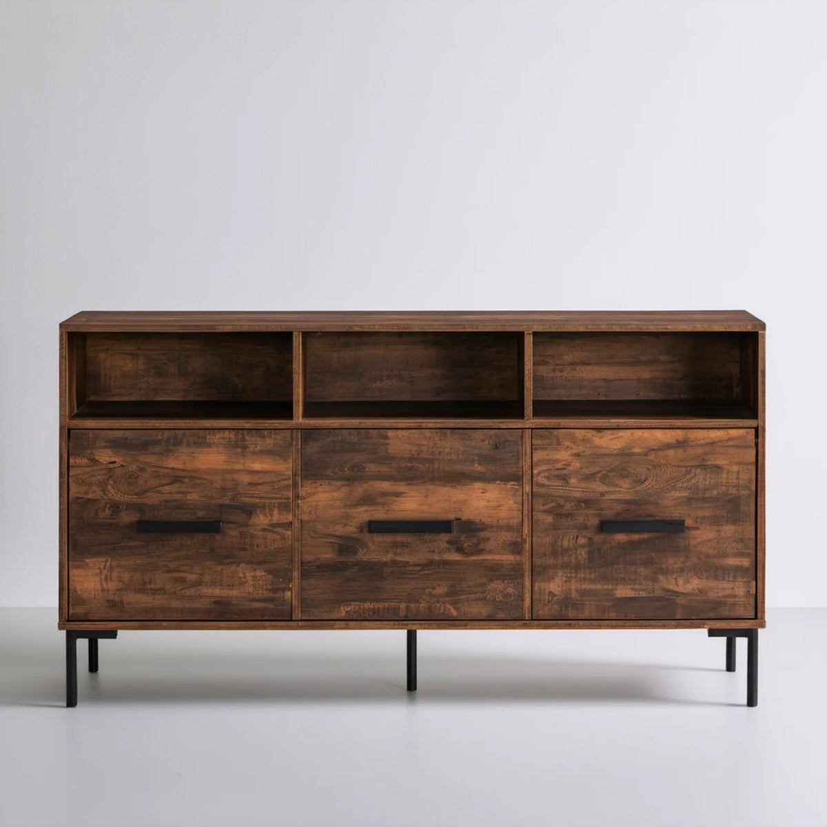 Brązowa szafka RTV z litego drewna mango i stali, 140 x 40 x 75 cm