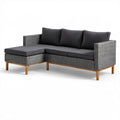 Lewostronna narożna sofa ogrodowa z technorattanu PE 208 x 142 x 83 cm Szara/Antracytowa/Brązowa